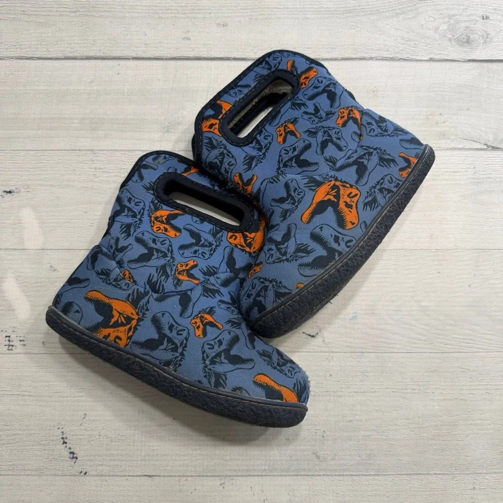 BOGS baby boys blue‎ orange dinosaur boots little kids size 9
